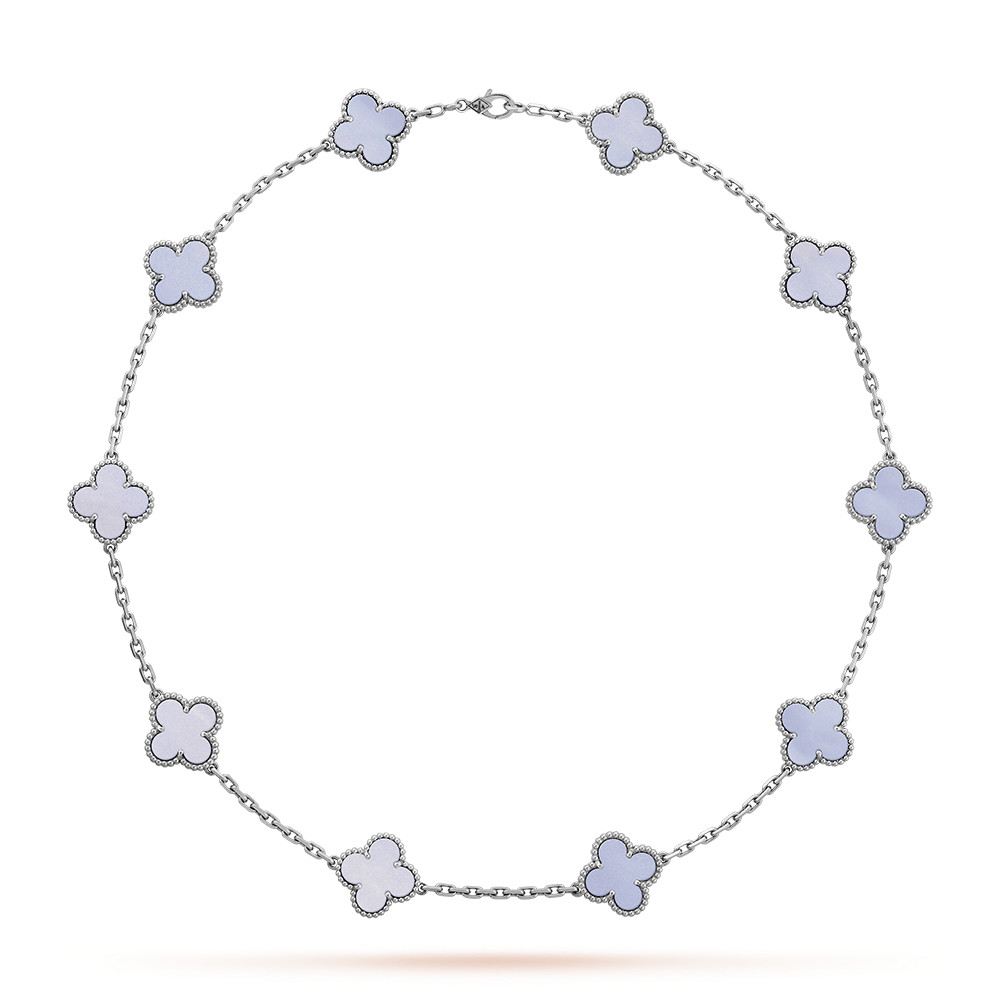 [Amore]CLOVER 10 MOTIFS BLUE CHALCEDONY NECKLACE