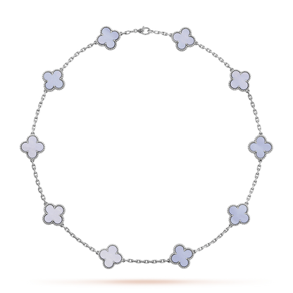 [Amore]CLOVER 10 MOTIFS BLUE CHALCEDONY NECKLACE