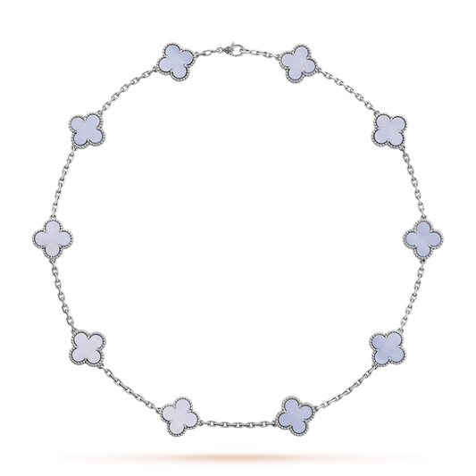 [Amore]CLOVER 10 MOTIFS BLUE CHALCEDONY NECKLACE