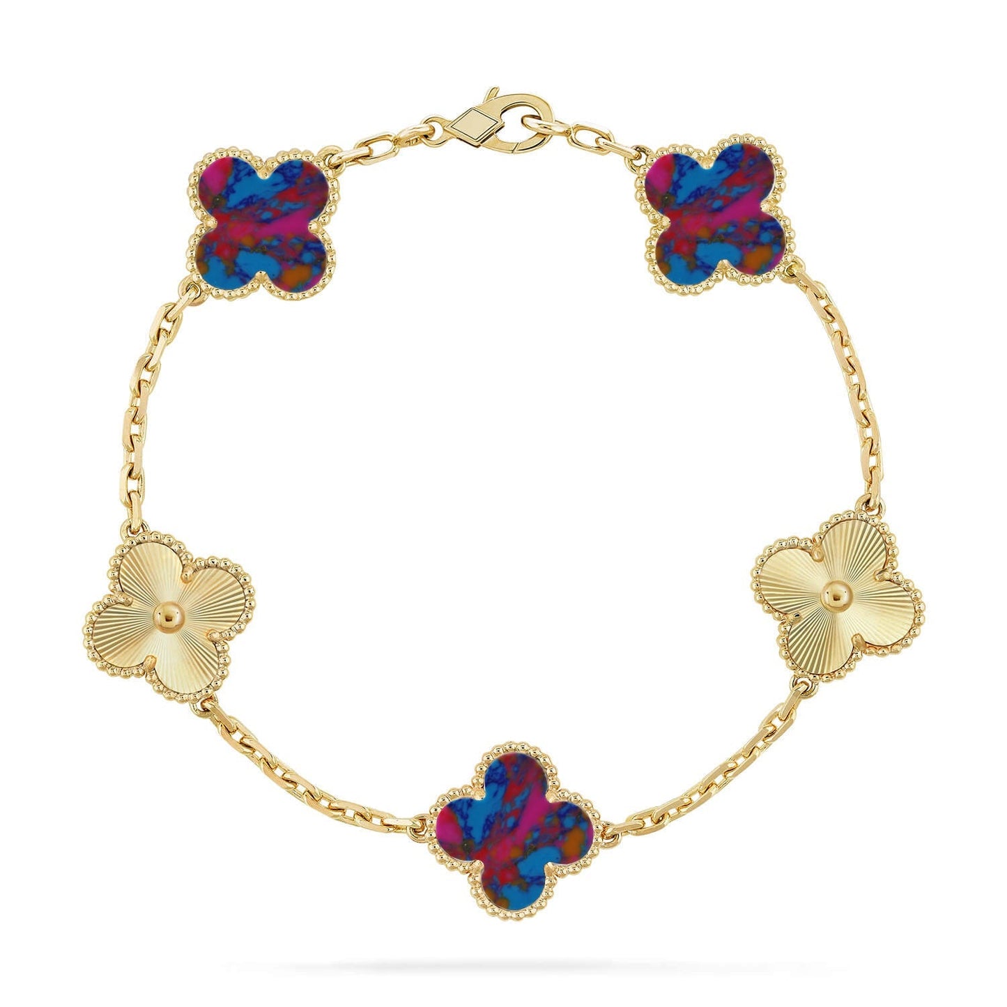 [Amore]CLOVER 5 MOTIF COLOR GEMSTONES BRACELET COLLECTION
