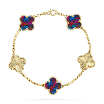 [Amore]CLOVER 5 MOTIF COLOR GEMSTONES BRACELET COLLECTION