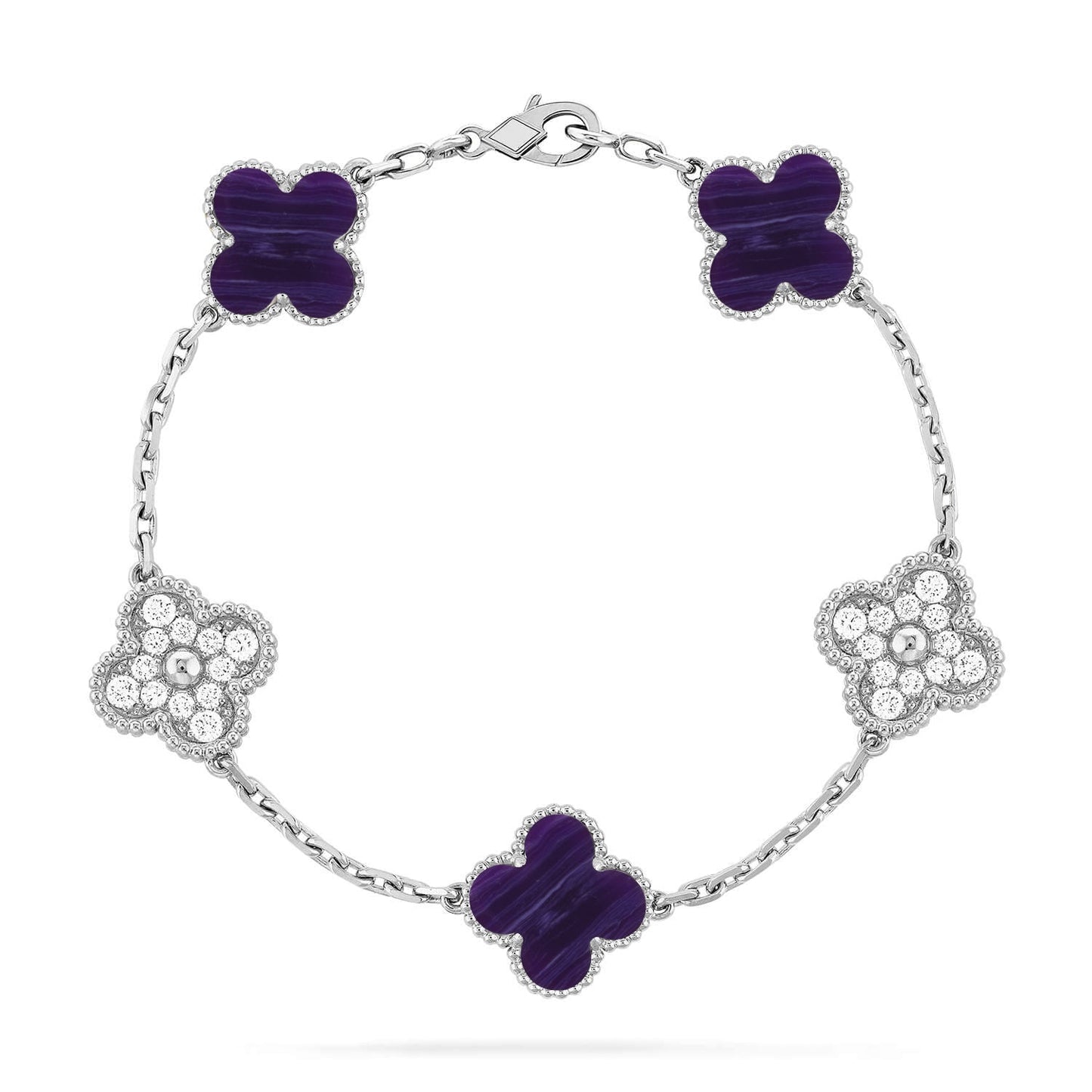 [Amore]CLOVER 5 MOTIF PURPLE STRIPES BRACELET COLLECTION