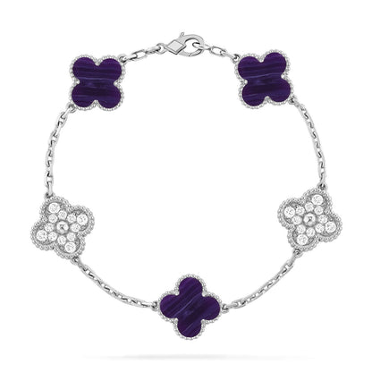 [Amore]CLOVER 5 MOTIF PURPLE STRIPES BRACELET COLLECTION