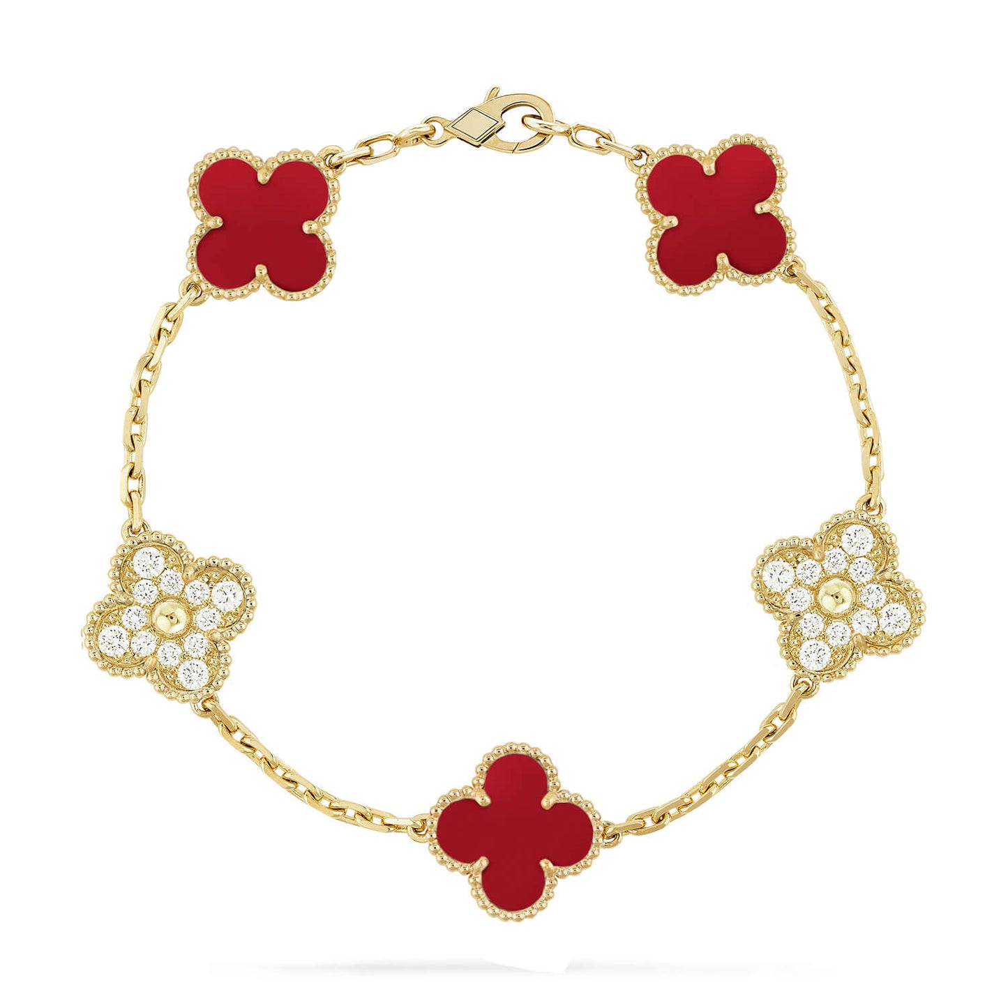 [Amore] CLOVER 5 MOTIF RED CORNELIAN BRACELET COLLECTION