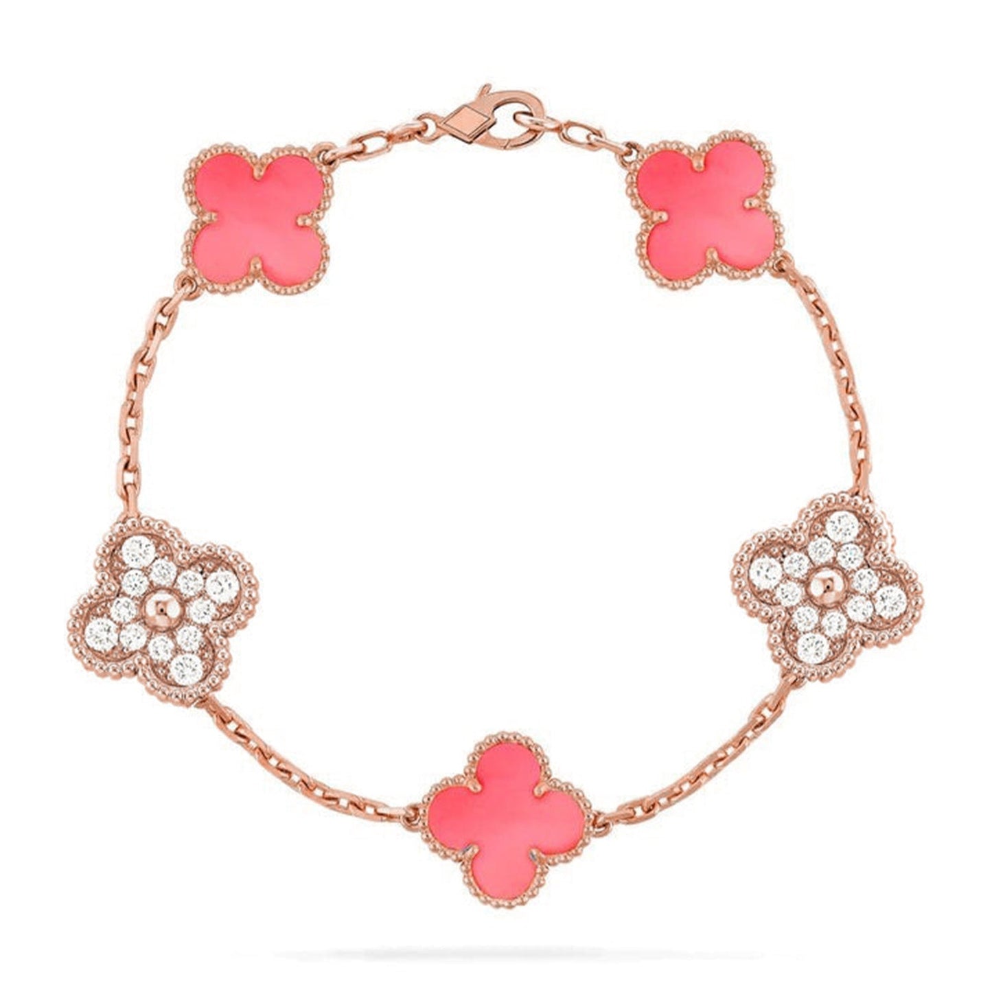 [Amore] CLOVER 5 MOTIFS  PINK MOP BRACELET COLLECTION
