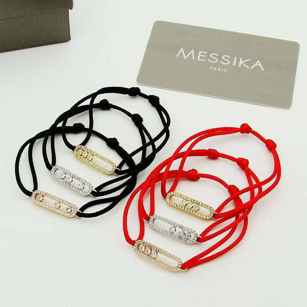 [Amore]Messika Care(s) pink cord pavé bracelet