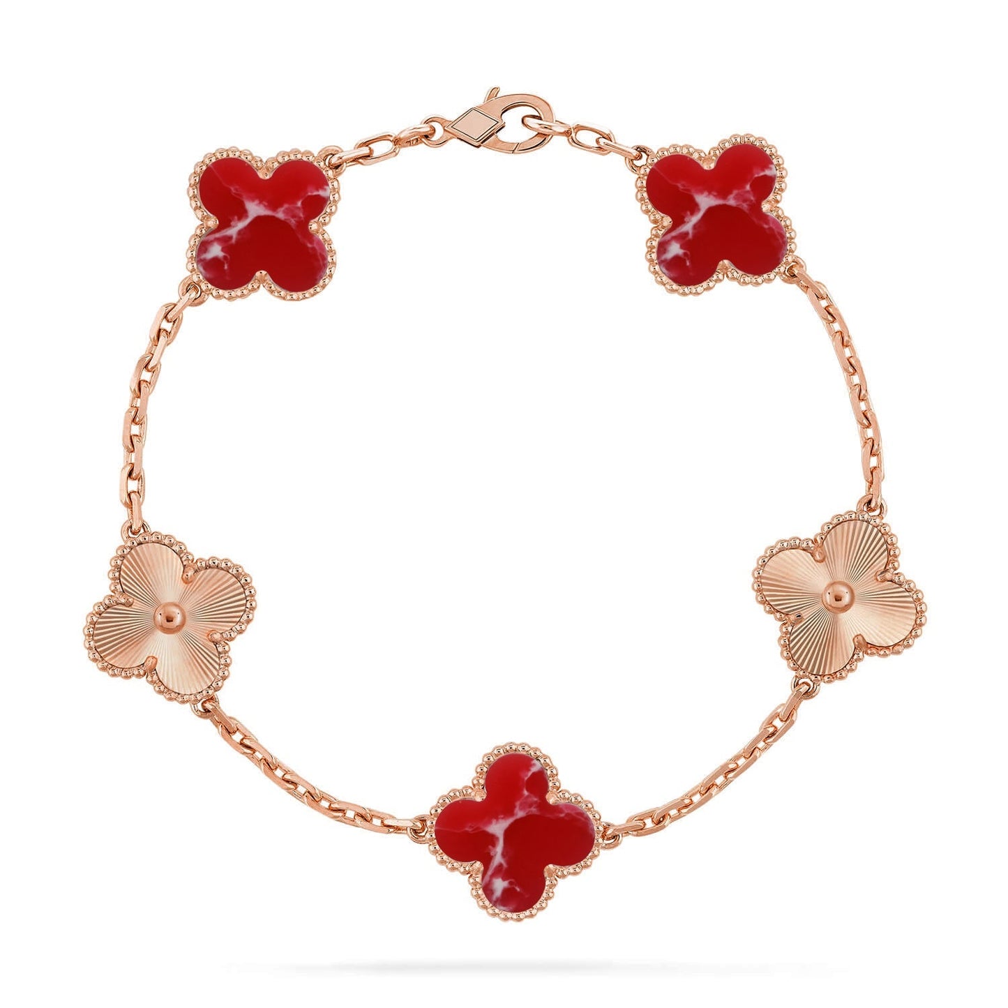 [Amore]CLOVER 5 MOTIF RED PATTERN BRACELET COLLECTION