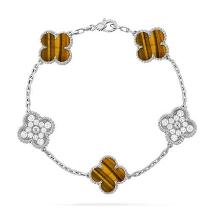 [Amore] CLOVER 5 MOTIFS TIGER EYE BRACELET COLLECTION