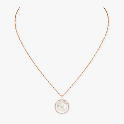 [Amore]LUCKY MOVE 1 DIAMOND WHITE MOTHER OF PEARL PINK GOLD DIAMOND NECKLACE