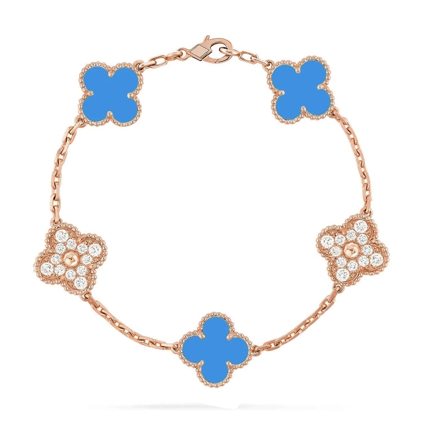 [Amore] CLOVER 5 MOTIF BLUE AGATE BRACELET COLLECTION
