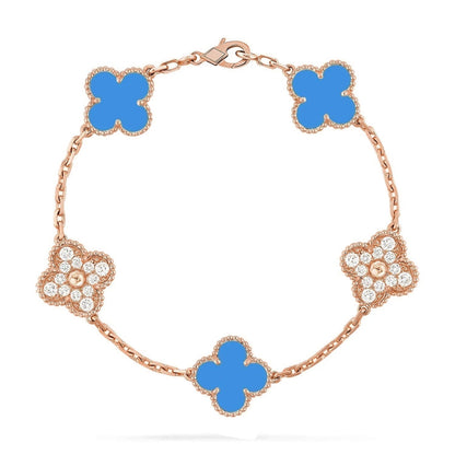 [Amore] CLOVER 5 MOTIF BLUE AGATE BRACELET COLLECTION
