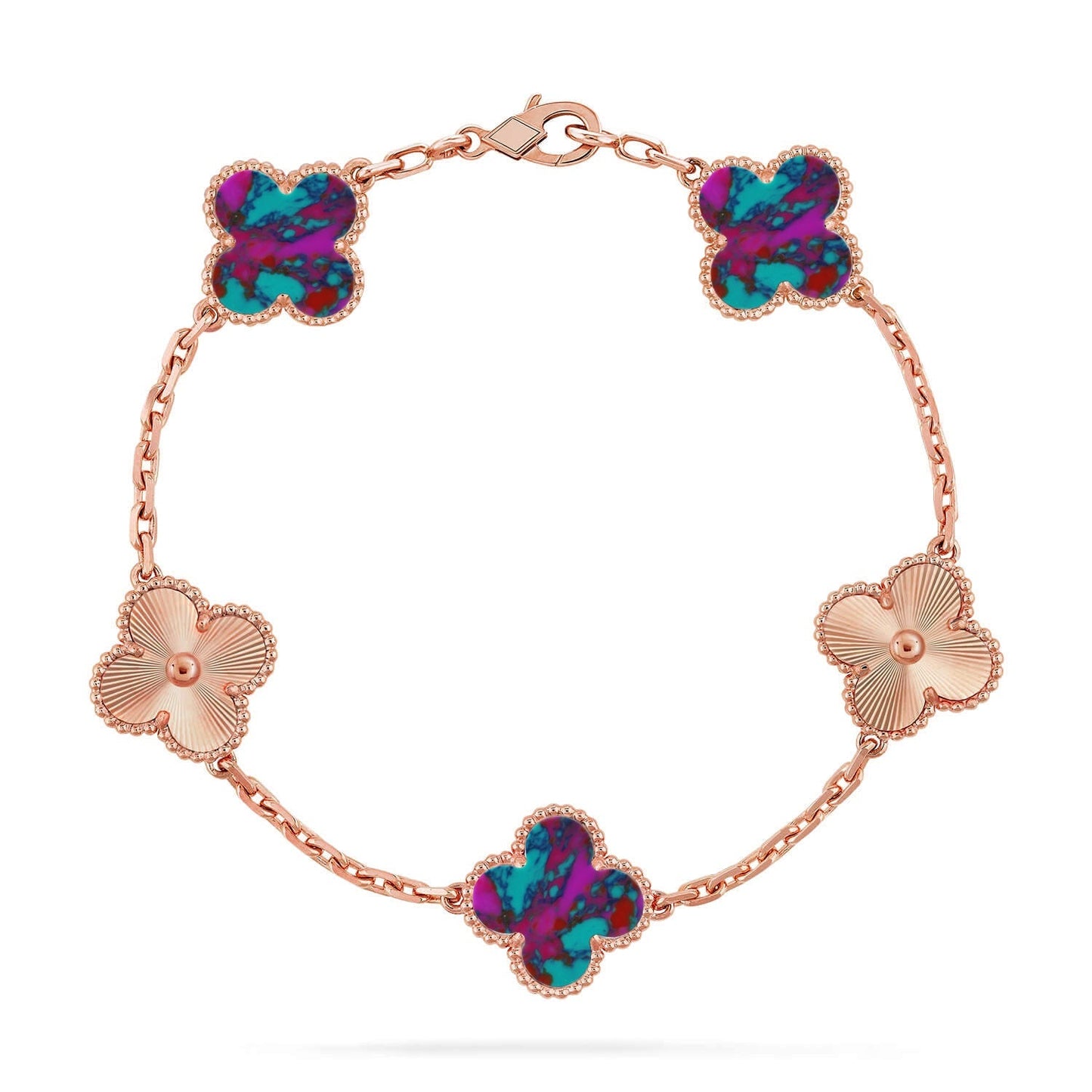 [Amore]CLOVER 5 MOTIF COLOR GEMSTONES BRACELET COLLECTION