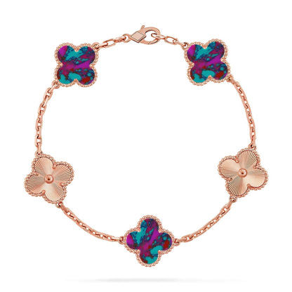 [Amore]CLOVER 5 MOTIF COLOR GEMSTONES BRACELET COLLECTION