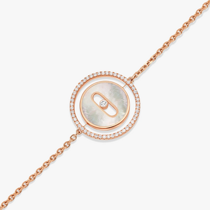 [Amore]LUCKY MOVE WHITE MOTHER OF PEARL PINK GOLD DIAMOND BRACELET