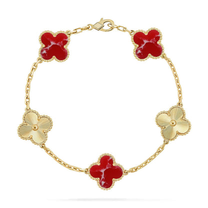 [Amore]CLOVER 5 MOTIF RED PATTERN BRACELET COLLECTION
