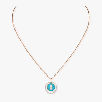 [Amore]LUCKY MOVE 1 DIAMOND TURQUOISE PINK GOLD DIAMOND NECKLACE