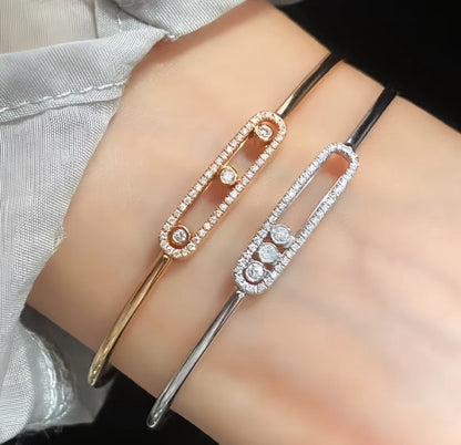 [Amore]Move Pavé Diamond Bangle Bracelet M
