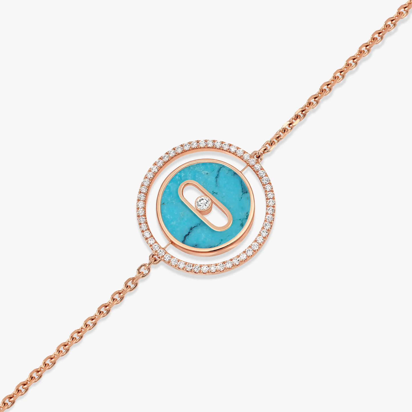[Amore]LUCKY MOVE TURQUOISE PINK GOLD DIAMOND BRACELET