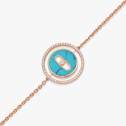 [Amore]LUCKY MOVE TURQUOISE PINK GOLD DIAMOND BRACELET