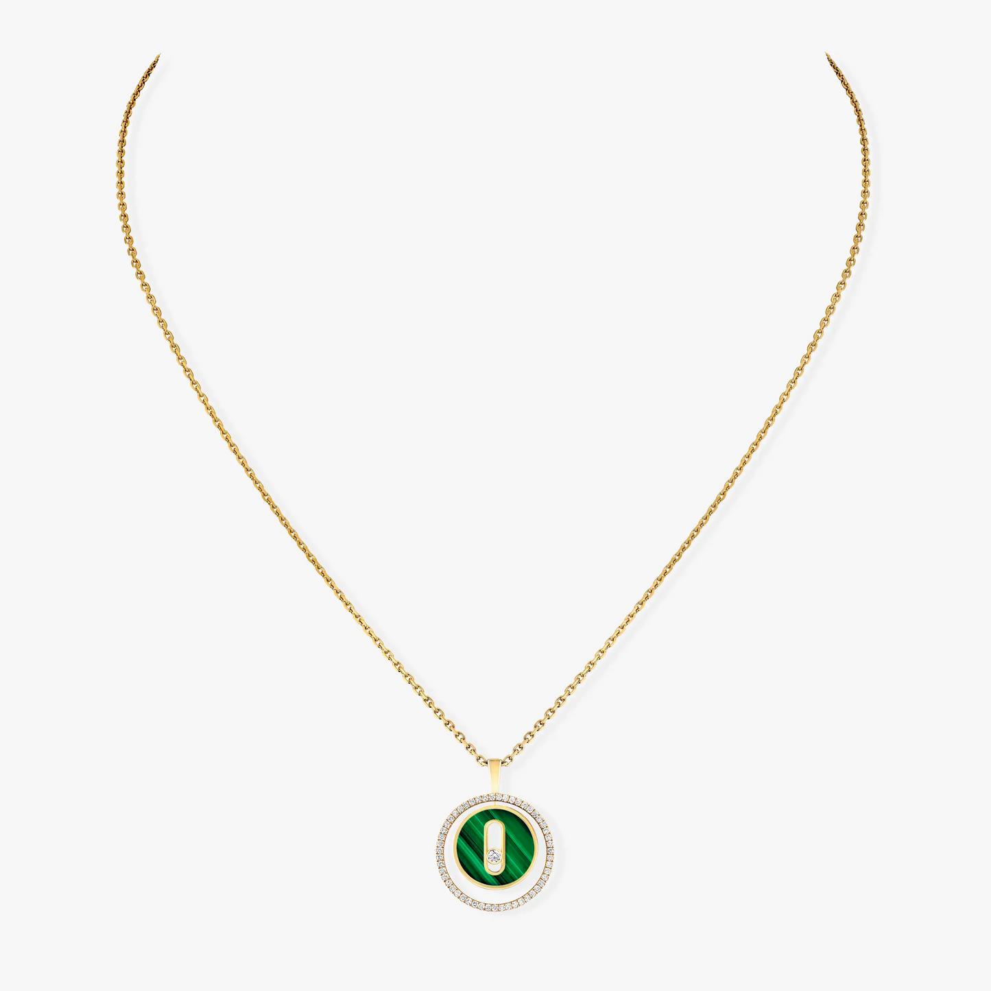 [Amore]LUCKY MOVE 1 DIAMOND MALACHITE GOLD DIAMOND NECKLACE