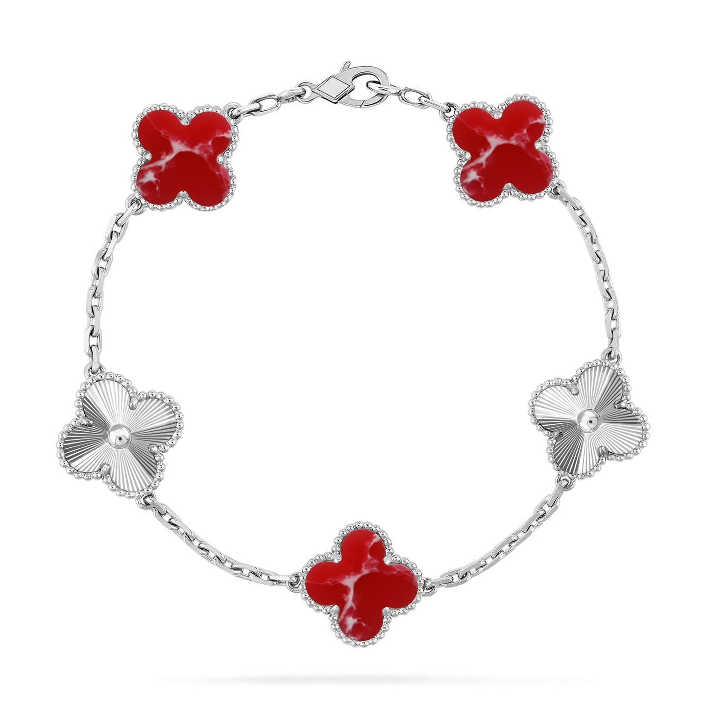 [Amore]CLOVER 5 MOTIF RED PATTERN BRACELET COLLECTION