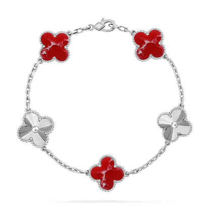 [Amore]CLOVER 5 MOTIF RED PATTERN BRACELET COLLECTION
