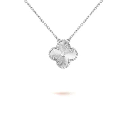 [Amore]CLOVER  15MM DIAMOND LASER NECKLACE SILVER