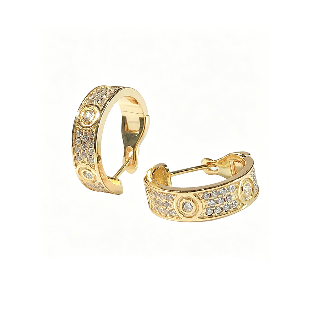 [Amore]LOVE 5.5MM DIAMOND PAVED EARRINGS