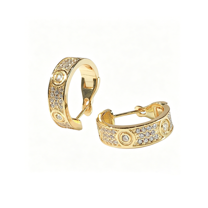 [Amore]LOVE 5.5MM DIAMOND PAVED EARRINGS