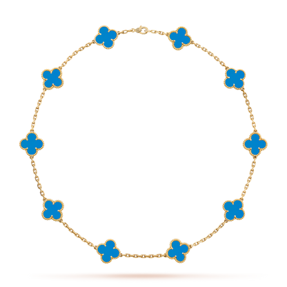 [Amore]CLOVER 10 MOTIFS BLUE AGATE NECKLACE