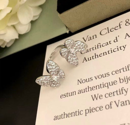 [Amore]TWIN SILVER BUTTERFLY DIAMOND RING