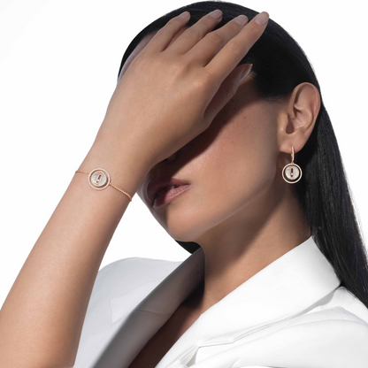 [Amore]LUCKY MOVE WHITE MOTHER OF PEARL PINK GOLD DIAMOND BRACELET