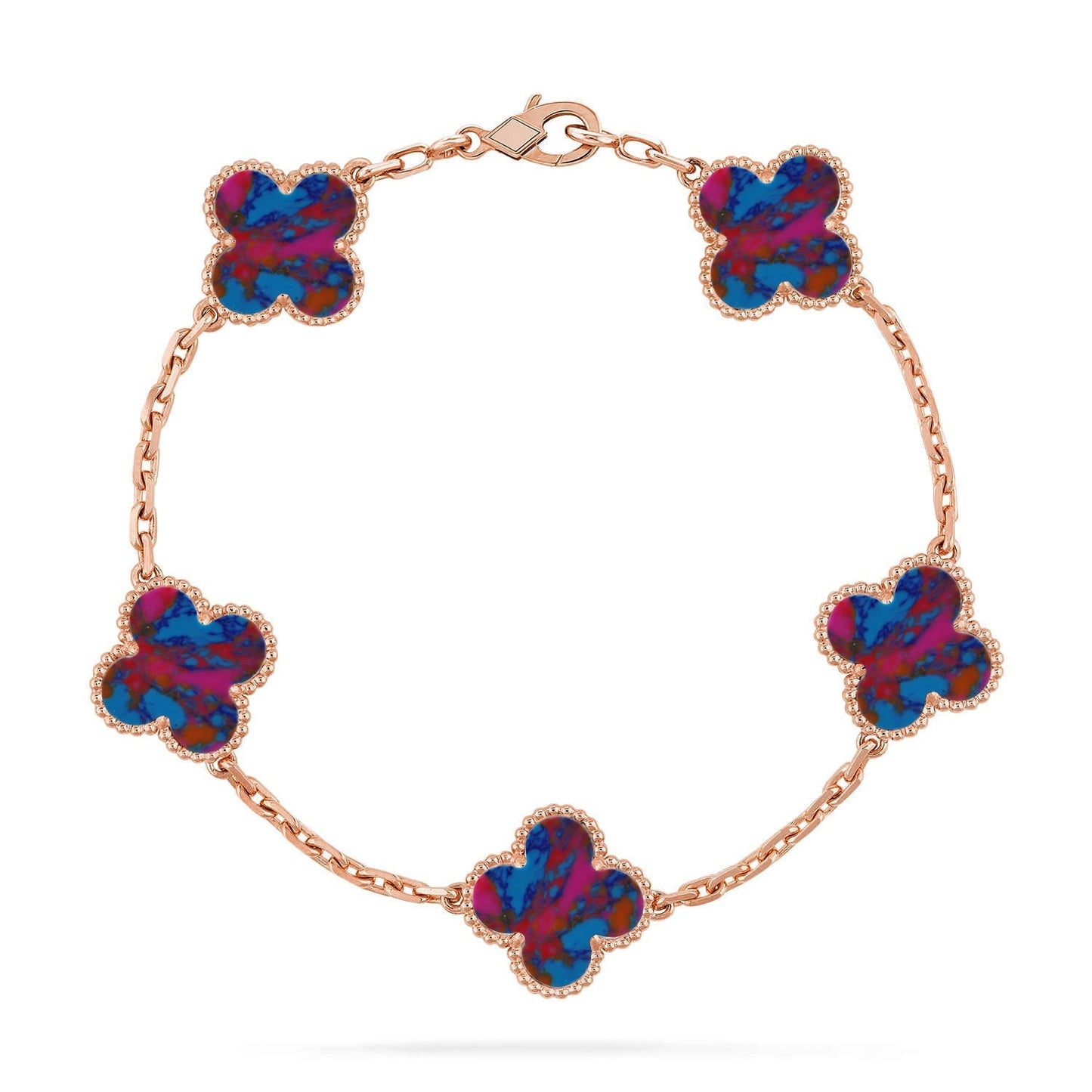 [Amore]CLOVER 5 MOTIF COLOR GEMSTONES BRACELET COLLECTION
