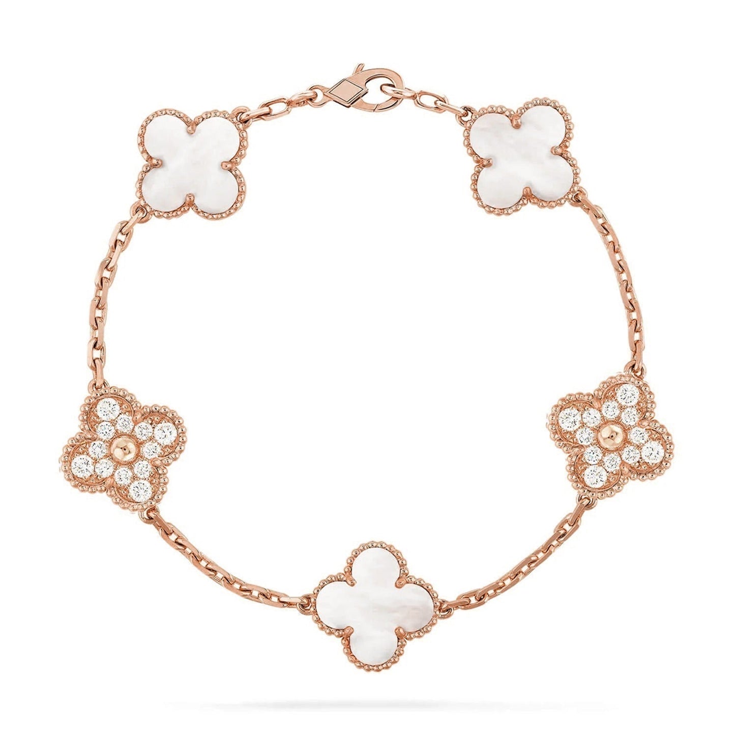 [Amore]CLOVER WHITE PEARL MOP 5 MOTIF BRACELET COLLECTION