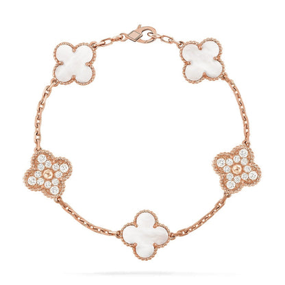 [Amore]CLOVER WHITE PEARL MOP 5 MOTIF BRACELET COLLECTION