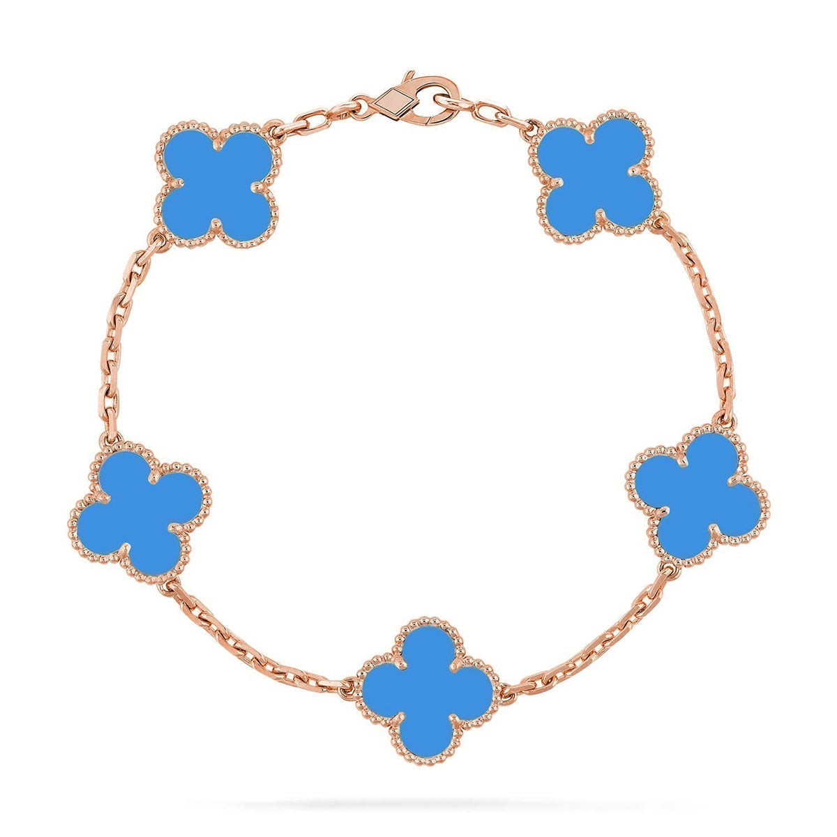 [Amore] CLOVER 5 MOTIF BLUE AGATE BRACELET COLLECTION