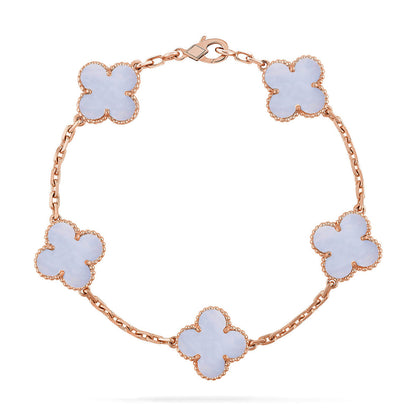 [Amore] CLOVER 5 MOTIF PURPLE CHALCEDONY BRACELET COLLECTION