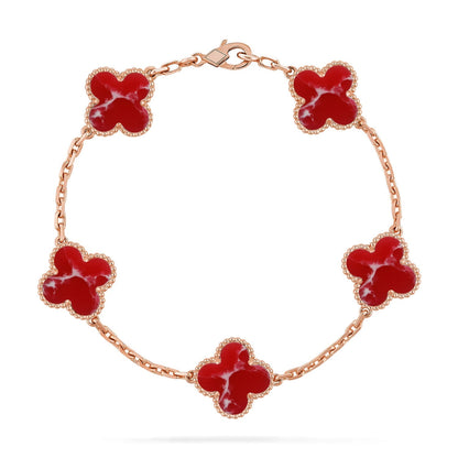 [Amore]CLOVER 5 MOTIF RED PATTERN BRACELET COLLECTION