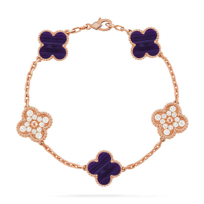 [Amore]CLOVER 5 MOTIF PURPLE STRIPES BRACELET COLLECTION