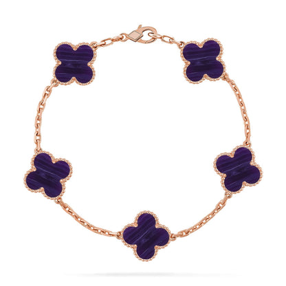 [Amore]CLOVER 5 MOTIF PURPLE STRIPES BRACELET COLLECTION