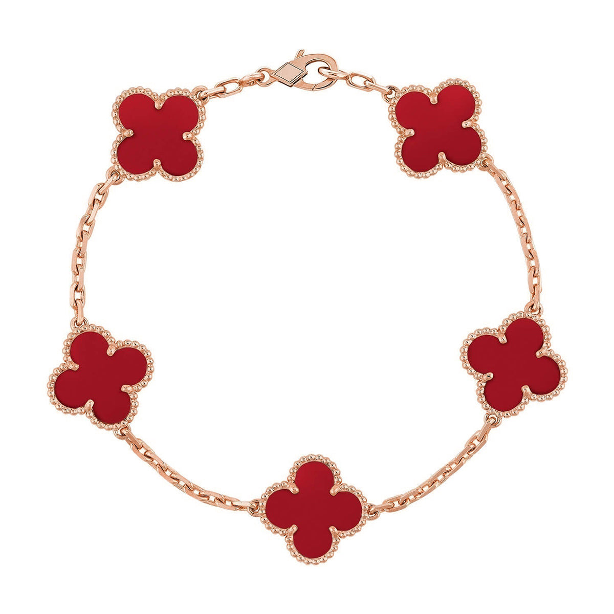 [Amore] CLOVER 5 MOTIF RED CORNELIAN BRACELET COLLECTION