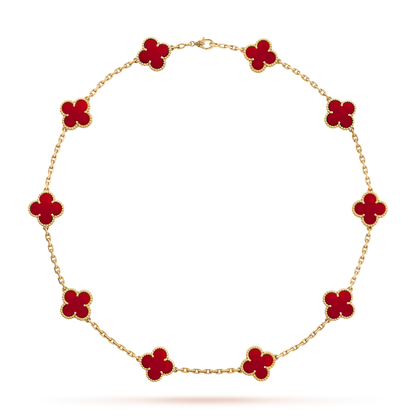 [Amore]CLOVER 10 MOTIFS CARNELIAN NECKLACE
