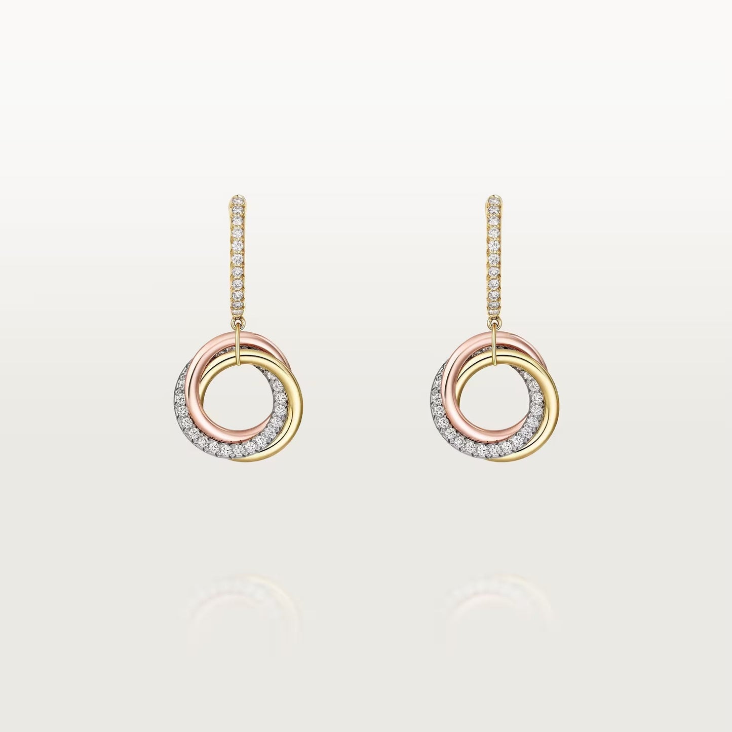 [Amore]TRINITY HALF DIAMOND  EARRINGS