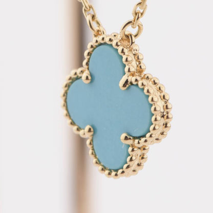 [Amore]CLOVER 15MM VINTAGE TURQUOISE NECKLACE