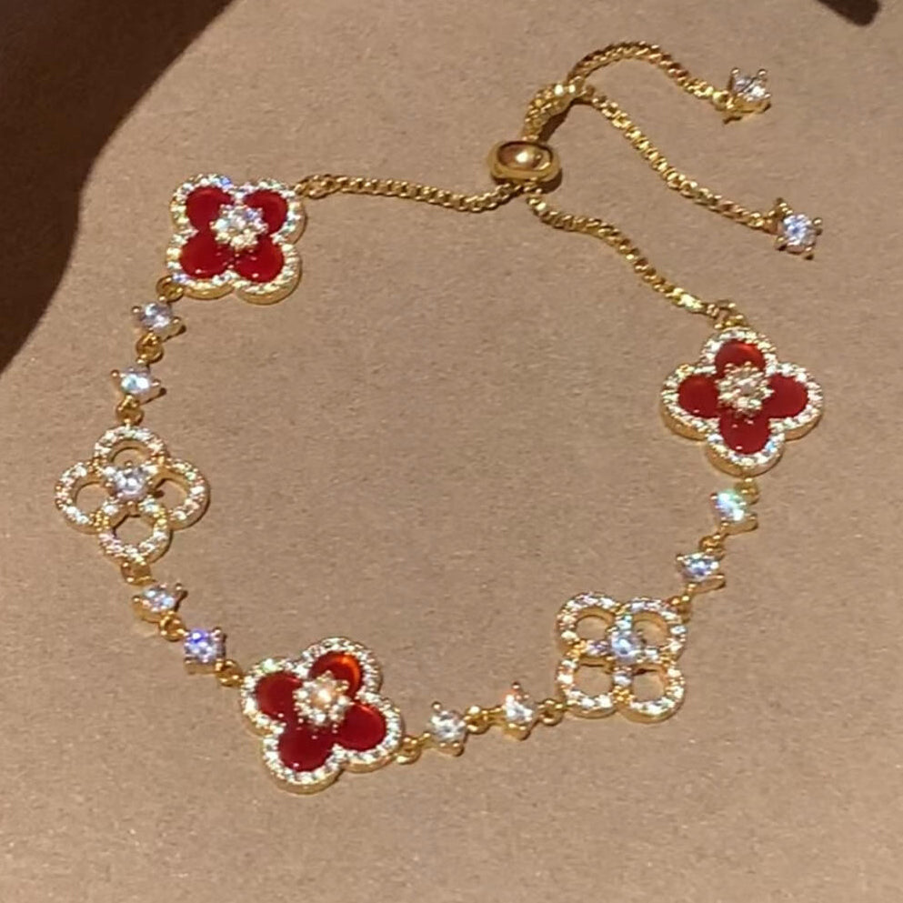 [Amore]CLOVER 5 MOTIF PINK BLUE RED WHITE BRACELET