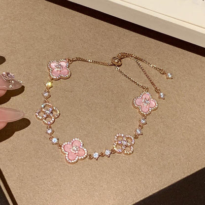 [Amore]CLOVER 5 MOTIF PINK BLUE RED WHITE BRACELET