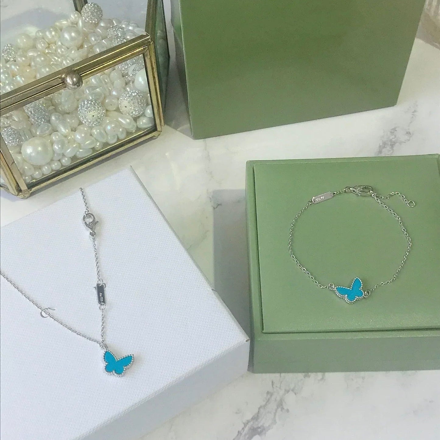 [Amore]BUTTERFLY TURQUOISE BUTTERFLY BRACELET SILVER