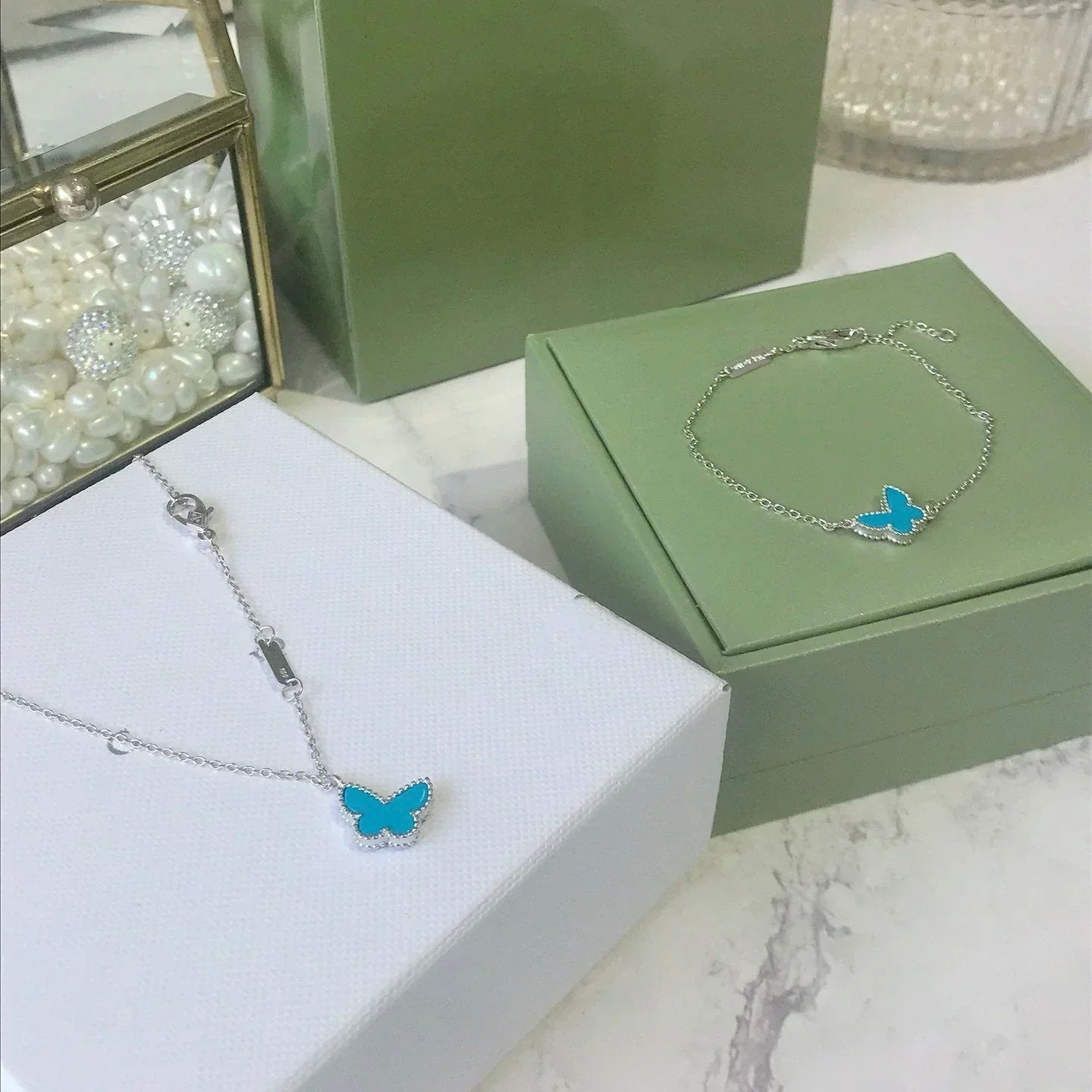 [Amore]BUTTERFLY TURQUOISE BUTTERFLY BRACELET SILVER