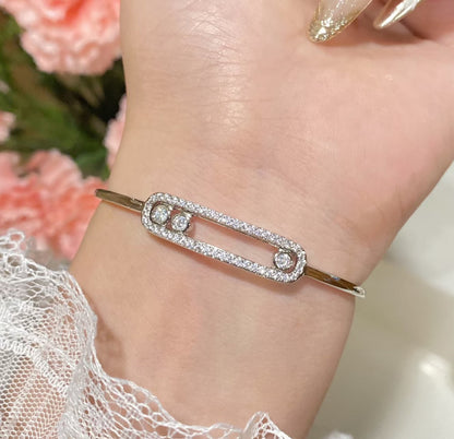 [Amore]Move Pavé Diamond Bangle Bracelet M