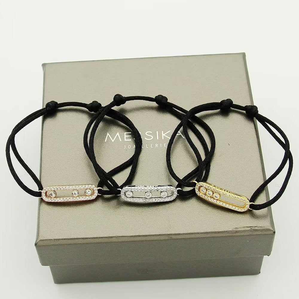[Amore]Messika Care(s) pink cord pavé bracelet